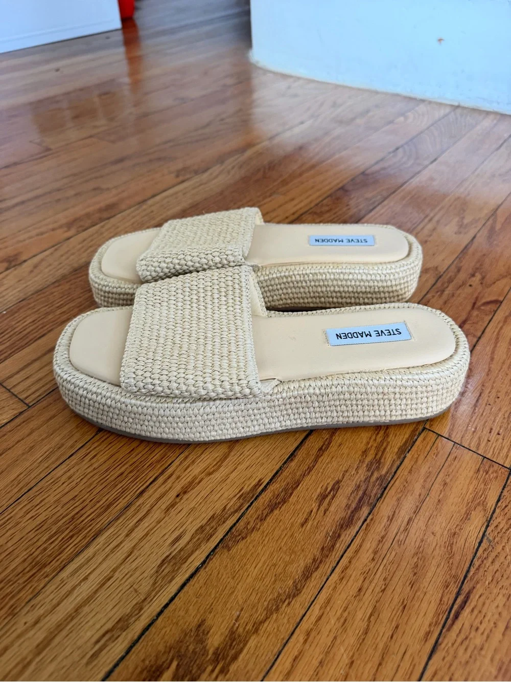 Steve Madden Natural Woven Espadrille Slide Sandals